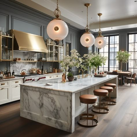 French Country Modern Kitchen Interior Design, Victorian Mansion Interior Kitchen, Modern Victorian Kitchen, Victorian Kitchen, Modern Kitchen Island, Luxury Kitchens, Interior Design Kitchen, Beautiful Kitchens, Modern Kitchen Design