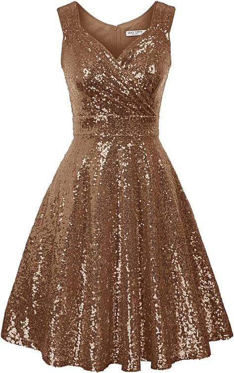 Amazon.com: GRACE KARIN Women's Sleeveless A-line Wedding Party Swing Dress Brown Size XL : Clothing, Shoes & Jewelry Brown Knee-length Evening Mini Dress, Cheap Brown Knee-length Mini Dress, Brown V-neck Mini Dress For Formal Occasions, Brown V-neck Cocktail Dress, Evening Brown V-neck Mini Dress, Cocktail Party Dress, Swing Dress, Wedding Party, Shoe Jewelry