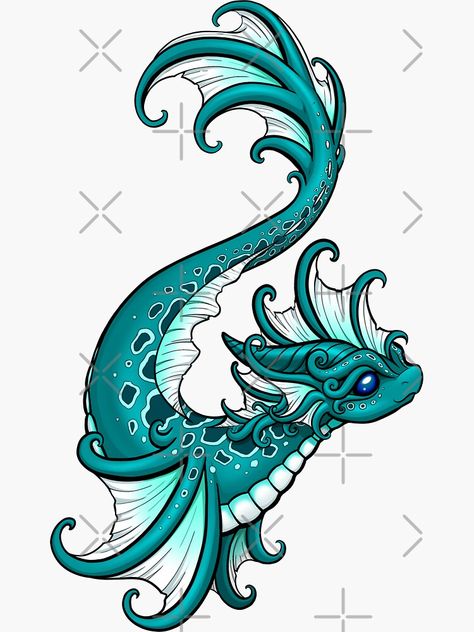 Water Dragon Drawing, Dragons And Beasties, Cute Dragon Drawing, Dragon Sticker, Dragon Coloring Page, Dragon Sketch, Water Logo, Water Dragon, Dragon Pictures