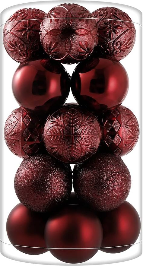 Amazon.com: 34ct Dark Green Mini Christmas Ball Ornaments Shatterproof Plastic Christmas Tree Decorations for Xmas Party Home Office Holiday Decor -Small Size (1.57"/ 40mm) : Home & Kitchen Burgandy Christmas Tree Decorations, Brown And Burgandy Christmas Tree, Gold And Burgandy Christmas, Burgundy Ornaments Christmas Tree, Burgundy Christmas Tree Ornaments, Office Holiday Decor, Burgundy Ornaments, Burgundy Christmas, Christmas Ball Ornaments