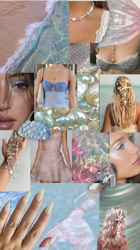 #mermaid #mermaidaesthetic #mermaidcore #iridescent Mermaid Theme Bachelorette Party Outfits, Mermaid Outfit Inspiration, Aesthetic Mermaid Party, Mermaid Core Outfit Aesthetic, Mermaid Outfit Women, Mermaid Vibes Outfit, Mermaid Core Outfits Casual, Mermaid Fashion Aesthetic, Mermaid Mood Board