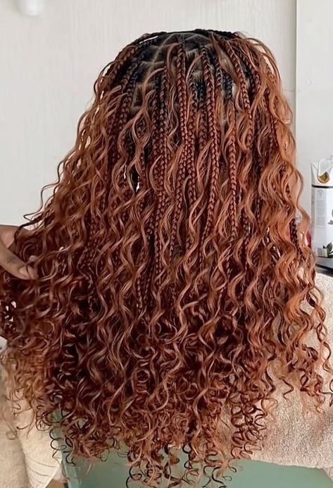 Boho Fashion Aesthetic, Short Goddess Braids, Ginger Boho Braids, Pretty Short Hair, Black Hair Updo Hairstyles, Curly Crochet Hair Styles, Hair Romance, Feed In Braids Hairstyles, Messy Braids