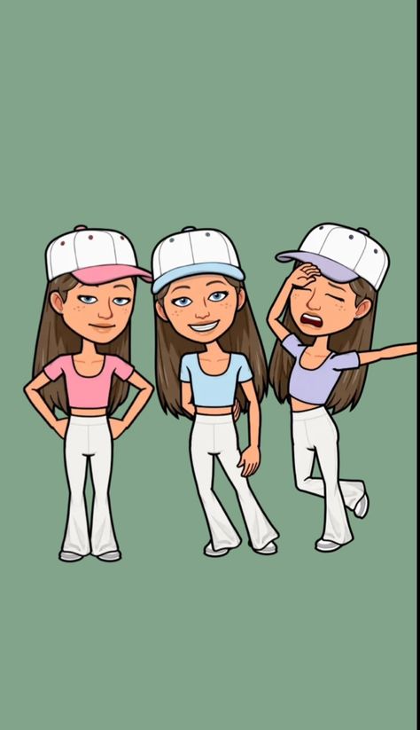 Trio Snapchat Outfits, Trio Matching Bitmoji Outfits, Trio Bitmoji Ideas, Preppy Bitmojis, Bitmoji Matching, Preppy Bitmoji, Outfit Snapchat, Snapchat Avatar Ideas, Matching Bitmojis