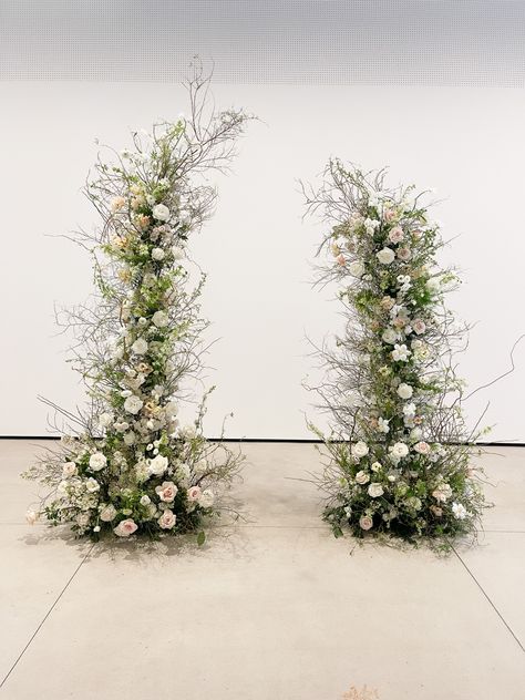 Ceremony deconstructed arch Angelical Flowers Deconstructed Flower Arch, Broken Arch Wedding, Deconstructed Arch, Wedding Church Decor, Floral Arch Wedding, Arch Wedding, Wedding Arbour, Arch Flowers, Art Whimsical