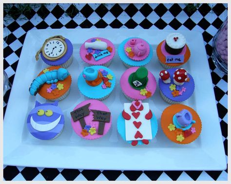 Alice in Wonderland, Mad Tea Party, Candy Buffet Birthday Party Ideas | Photo 10 of 12 Buffet Birthday Party, Candy Buffet Birthday, Alice In Wonderland Cupcakes, Tea Party Cupcakes, Boys With Tattoos, Party Cupcakes, Alice Tea Party, Mad Hatter Party, Alice In Wonderland Birthday