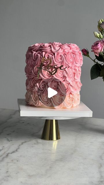 𝐋𝐮𝐱𝐮𝐫𝐲 𝐛𝐚𝐤𝐞𝐫 on Instagram: "A whimsical creation with buttercream frosting in a charming rosette ombre design! Its simple yet stunning appearance is the  most adorable photo op! ✨🎂💗 . . . . #luxurycakes #luxurycake #smashcake #smashcakephotoshoot #cakedecorator" Rosettes On Cake, Ombre Rosette Cake, Buttercream Rosettes, Rosette Cake, Luxury Cake, Smash Cake Photoshoot, Ombre Design, Cake Cake, Photo Op