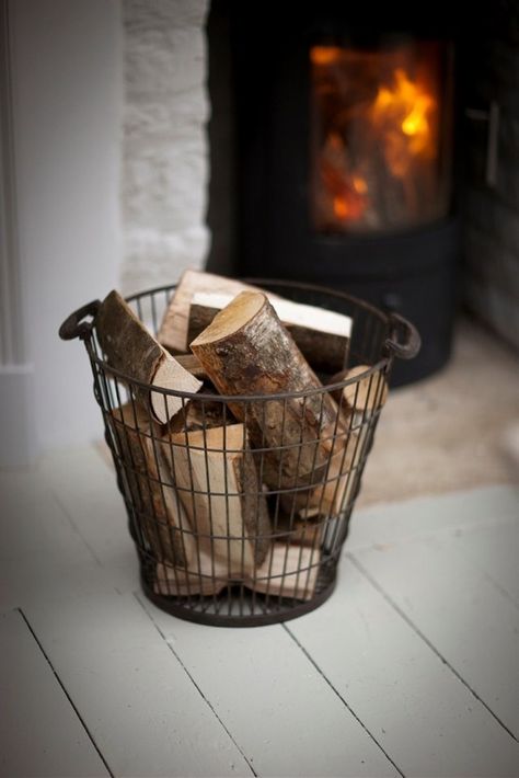 Creative Ways To Store Firewood In The Interior Large Wire Basket, Black Wire Basket, Log Basket, Wire Bins, Log Baskets, Wood Basket, Large Basket, Metal Baskets, Log Burner