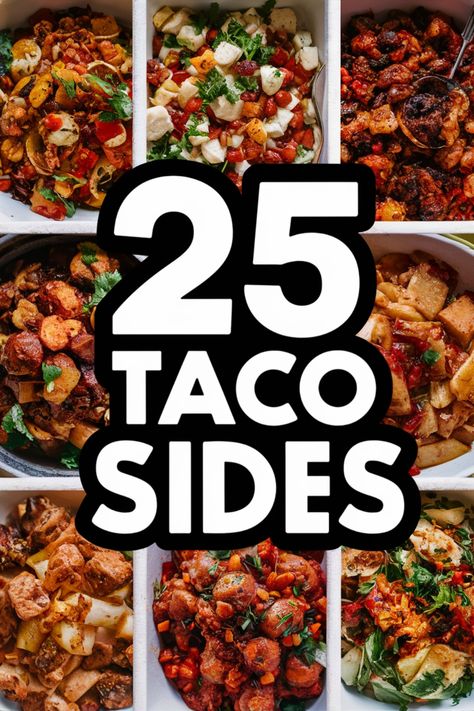 Looking for delicious side dishes to serve with your tacos for dinner? Check out these easy and healthy ideas that are perfect for kids and parties. From classic sides like guacamole and rice to creative options like street corn salad and grilled veggies, you'll find plenty of inspiration to complete your taco night menu. These flavorful sides will elevate your meal and leave everyone satisfied. Don't forget to try some of these easy side dishes to go with tacos for a well-rounded dining experie What To Eat With Tacos Sides, Street Taco Sides, Sides For Birria Tacos, Sides To Go With Walking Tacos, Taco Night Sides, What Goes With Tacos As A Side, Sides For Taco Night, Side Dishes For Tacos, What To Serve With Tacos