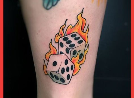 Dice Tattoo, Flame Tattoos, Rain Man, Tattoo For Son, Old School Tattoo Designs, Traditional Tattoo Design, Traditional Tattoo Art, Traditional Tattoo Flash, Traditional Tattoos