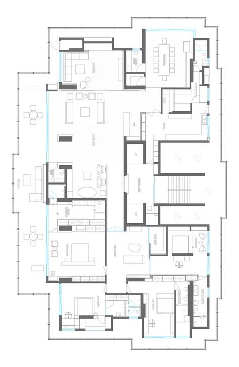 Mumbai Penthouse                                                                                                                                                                                 More Pent House Plan, Mumbai Penthouse, Floorplan Inspiration, Rajiv Saini, Penthouse Apartment Floor Plan, Residential Plan, Floor Plan Sketch, Apartment Plan, Penthouse Design