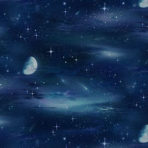 The Night Sky, Moon And Stars, Night Sky, Planets, Quilting, Cotton Fabric, Yard, Moon, Stars