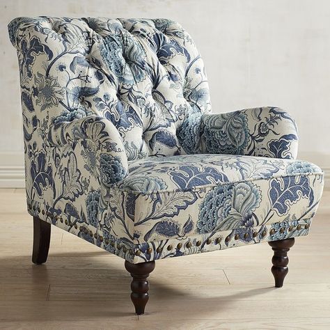 Take a seat in Indigo Blue Floral Armchair Floral Armchair, Smart Tiles, Blue White Decor, Fabric Armchairs, Country Home Decor, Take A Seat, White Decor, Dining Room Sets, Country Decor