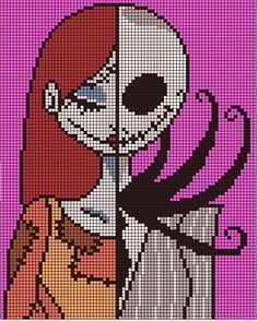 Jack And Sally Cross Stitch, Nightmare Before Christmas Cross Stitch, Pixel Grid, Modele Pixel Art, Graph Paper Drawings, Disney Cross Stitch Patterns, Graph Crochet, Easy Pixel Art, Pixel Art Templates