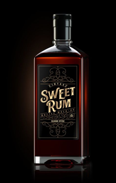 Square dark rum bottle mockup with label | Free Psd #Freepik #freepsd #label #bottle #glass #alcohol Flint Glass, Rum Bottle, Drink Labels, Alcohol Bottles, Tropical Drink, Dark Rum, Alcohol Drink Recipes, Bottle Mockup, Bottle Labels