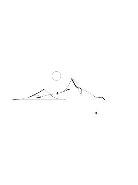 Mountain Feminine Tattoo, Horizon Line Tattoo, Nature Inspired Tattoos Simple, Tattoo Mountains Minimalist, Mountain Tattoo Abstract, Line Art Mountain Tattoo, Mountain Fineline Tattoo, Mountains And Water Tattoo, Water And Mountain Tattoo