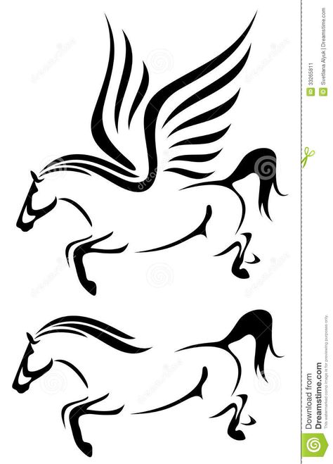 Speeding Horse Vector Stock Image - Image: 33265811 Pegasus Tattoo Design, Pegasus Tattoos, Pegasus Illustration, Horses Black And White, Flying Pegasus, Pegasus Tattoo, Horse Vector, Black And White Outline, Wing Tattoo