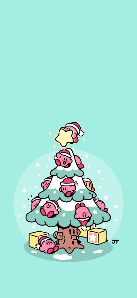 Cute Pink Wallpaper, James Turner, Icarus Tattoo, Holiday Iphone Wallpaper, 심플한 그림, Kirby Character, Xmas Wallpaper, Kirby Art, Kawaii Christmas