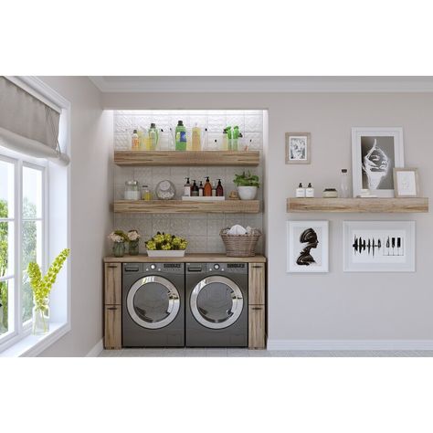 Laundy Room, Rustic Laundry Rooms, Wood Floating Shelf, Dream Laundry Room, Laundry Room Renovation, Rustic Floating Shelves, Laundry Room Remodel, Laundry Room Inspiration, Ornamental Mouldings