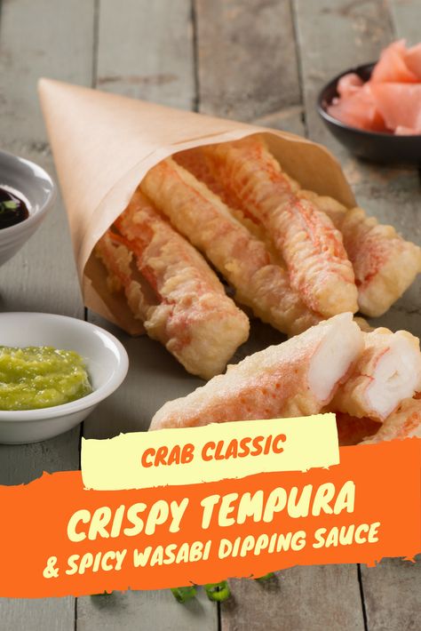 Crab Classic Tempura! Tempura Crab Sticks, Crab Stick Recipes, Fried Crab Sticks Recipe, Fried Crab Sticks, Crab Tempura, Crab Sushi, Tempura Recipe, Crab Stick, Cooking Stuff