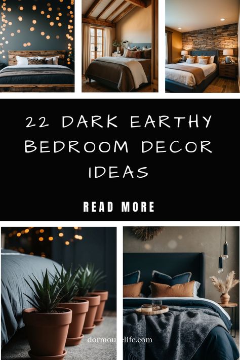 Looking to bring some warmth and coziness into your bedroom? Embrace the earthy bedroom aesthetic with these inspiring earthy bedroom ideas! Infuse your space with natural textures, muted tones, and elements from nature for a tranquil and inviting atmosphere. From soft linen bedding to rustic wooden accents, there are endless ways to create a soothing earthy bedroom decor that reflects your personal style. Let the beauty of nature bring serenity into your sleeping space! Earthy Bedding Bedroom, Natural Moody Bedroom, Moody Bedroom Green Bedding, Dark Bedding Sets, Earthy Grey Bedroom, Dark Moody Rustic Bedroom, Dark And Cozy Bedroom Aesthetic, Cozy Bed Aesthetic Dark, Moody Earth Tone Bedroom