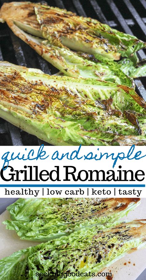 Romaine Lettuce Recipe, Grilled Romaine Hearts, Grilled Romaine Lettuce, Romaine Hearts, Grilled Kabob Recipes, Recipes Steak, Lettuce Recipes, Bbq Cookout, Grilling Recipes Sides