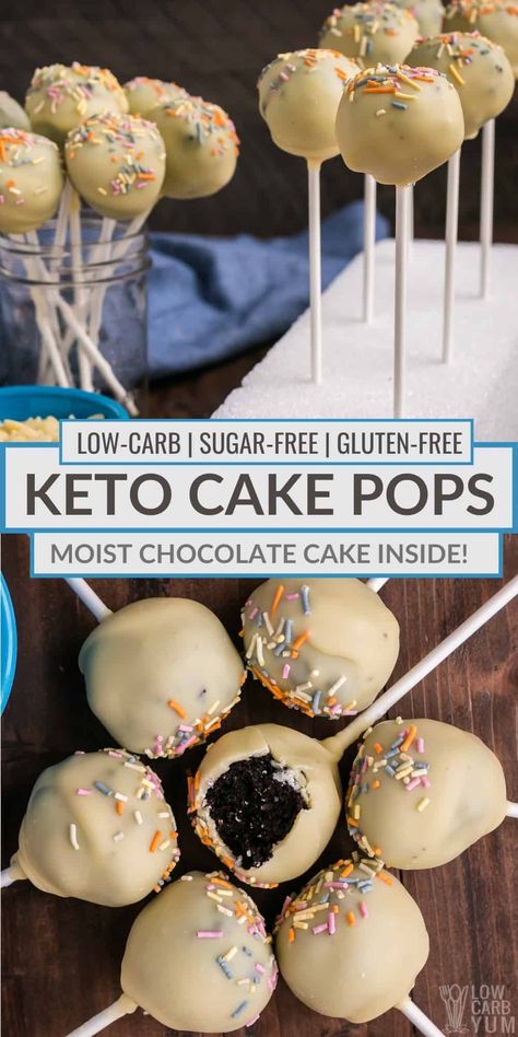 Keto Cake Pops, Protein Cake Pops, Healthy Cake Pops, Low Calorie Cake, Cake Ball Recipes, Almond Flour Cakes, Chocolate Cake Pops, Keto Chocolate Cake, Low Carb Cake