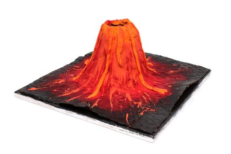 How to Make a Clay Volcano #Science #Volcano #AirDryClay Volcano Diy, Science Volcano, Diy Volcano Projects, Light Orange Paint, Volcano Science Projects, Volcano Project, Volcano Model, Volcano Projects, Making A Volcano