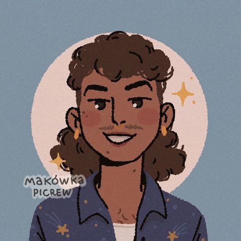 i was anle to gove him a mullet on this one and it made me very happy Curly Mullet Drawing, Mullet Drawing, Modern Mullet, Curly Mullet, Random Art, Very Happy, Design Inspiration, Disney Characters, Drawings