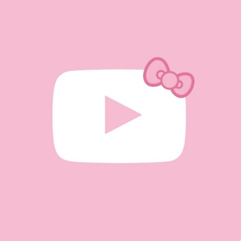 Aesthetic Youtube Wallpaper, App Logos Pink, Pink Kawaii Icons For Apps, Cute Hello Kitty Icons, Pink Youtube Aesthetic, Kawaii Youtube Icon, Aesthetic Cute Pink Icon, You Tube Aesthetic, Pink Icons Youtube