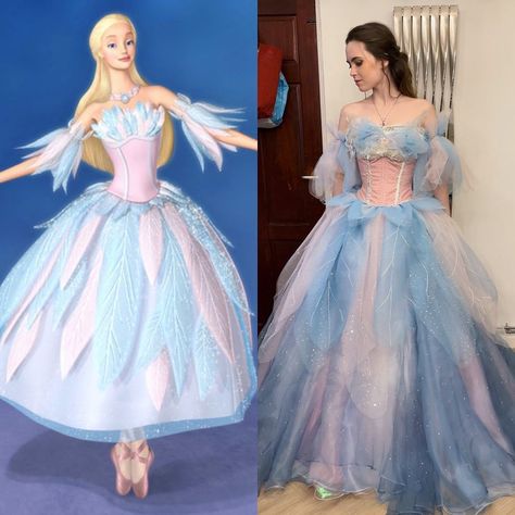 Rosie Somerville on Instagram: “All of my Barbie film dresses so far! 💖💙 There are lots more I want to make but this is my collection ❤️ I still really want to do some…” Barbie Film, Barbie Swan Lake, Disney Dress Up, Swan Dress, Barbie Outfits, Barbie Costume, Princess Cosplay, Barbie Gowns, Disney Princess Dresses