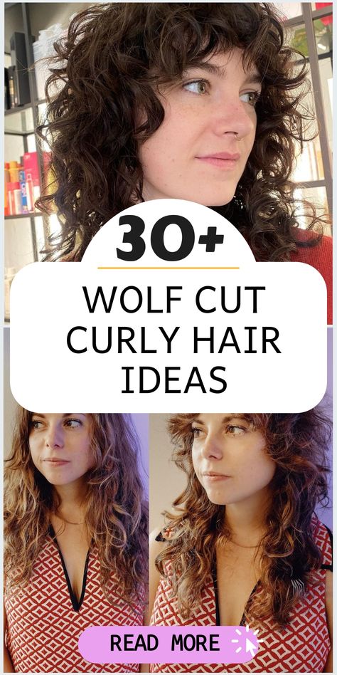 Discover the untamed beauty of wolf cut curly hair styles for a bold and fearless look that showcases your inner strength and uniqueness. Whether you prefer tousled layers or shaggy bangs, these hair inspirations are designed to complement your curls with a daring touch. Let your curls roar with confidence and make a fierce style statement that is all about embracing individuality and self-expression without holding back. Curly Hair Wolf Haircut, Octopus Haircut Long Hair Curly, Bad Curly Haircut, Fox Haircut Curly Hair, Wolf Cut Shaggy Hair, Women Curly Haircut, Shaggy Haircuts Medium Curly, Curly Cut At Home, Curly Shag Without Bangs