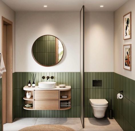 Classic Bathroom Ideas, Green Tile Bathroom, Life Is Art, Restroom Design, Art Live, Bilik Air, Villa House, Washroom Design, Bathroom Redesign