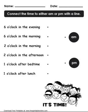 Am and Pm Worksheet Am And Pm Worksheets, Mental Maths, Mental Maths Worksheets, Life Skills Class, Kindergarten Phonics, First Grade Math Worksheets, Kindergarten Phonics Worksheets, Maths Worksheets, Kindergarten Reading Worksheets