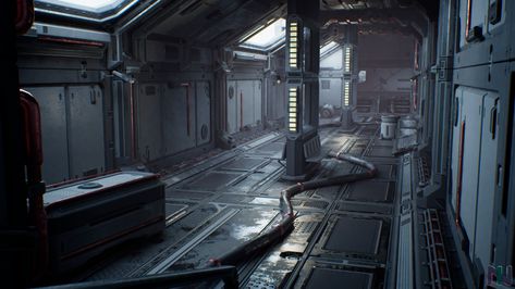 Scifi Base Interior, Sci Fi Interior Concept Art, Scifi Background, Sci Fi Interior, Sci Fi Laboratory, Scifi Corridor, Scifi Design, Modular Environment, Scifi Interior