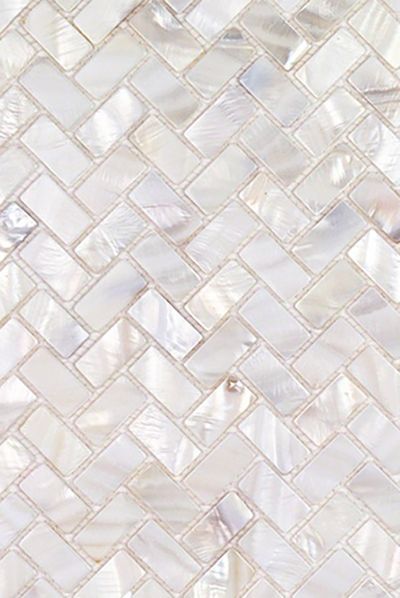 Pearlescent Tiles Kitchen, White Kitchen With Mosaic Backsplash, Kitchen Backsplash With White Cabinets Gold Hardware, Mosaic Tiles For Kitchen Wall, Pearl White Backsplash, Pearlescent Tiles Bathroom, Kitchen Backsplash Tiles Texture, Pearl Bathroom Tile, Pearlescent Backsplash