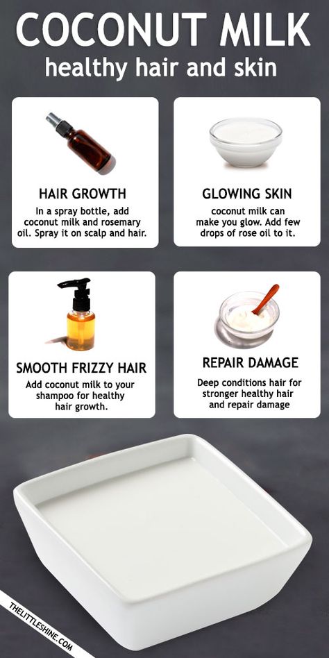 Coconut Milk beauty benefits and uses for healthy hair and skin Coconut Milk Benefits Skin, Coconut Milk Skin Care, Coconut Milk Powder Benefits, Coconut Milk Beauty Recipes, Cornstarch Benefits For Skin, Coconut Milk For Hair Growth, Coconut Milk Hair Mask For Growth, Coconut Water For Hair, Coconut For Hair