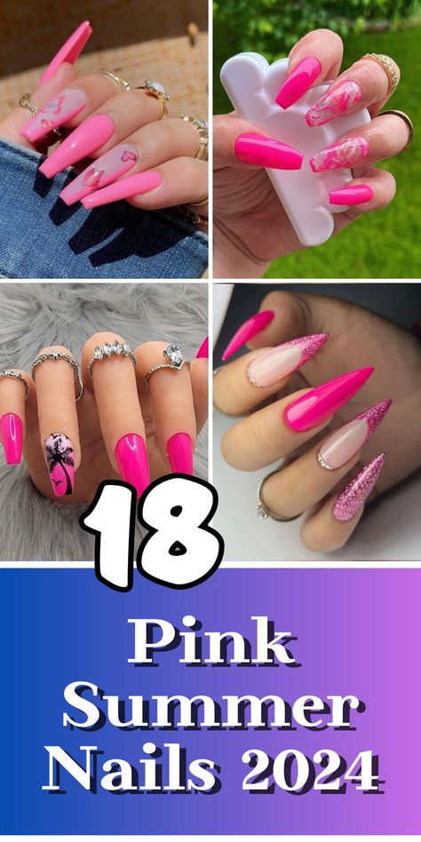 Brighten up your summer with our hot pink nail inspirations for 2024. Flaunt bold, beautiful nails that capture the essence of summer's joy and vibrant energy Hot Pink Nail Designs Summer, Hot Pink Vacation Nails, Hot Pink Coffin Nails, Cute Hot Pink Nails, Vacation Nails Coffin, Hot Pink Ombre Nails, Bright Pink Nail Designs, Pink Vacation Nails, Hot Pink Nails With Design