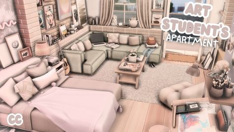 art student's apartment 🎨 | Patreon Sims 4 Art, Painters Studio, Student Apartment, Art Student, Sims 4 Build, Winter Garden, Student Art, Art Room, Art Studio