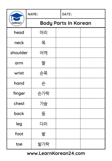 Hangul Worksheets For Beginners, Hangul Alphabet Worksheet, Learn Korean Worksheets, Korean Worksheets For Beginners Free, Korean Alphabet Worksheet, Printable Korean Worksheets, Hangul Practice Sheet Free Printable, Korean Worksheets For Beginners Hangul, Body Parts In Korean