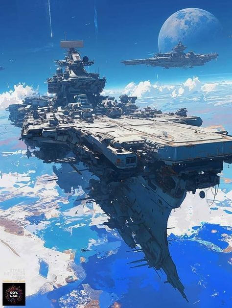 Sci Fi Ship Concept Art, Sci Fi Battleship, Air Ship, Space Battleship Concept Art, Flying Battleship Fantasy Art, Fighter Ships Sci Fi, Sci Fi Transport Ship, Sci Fi Battleship Water, Concept Vehicles Sci Fi