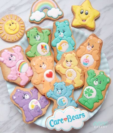 Care Bears Party Ideas, Care Bears Party, Care Bear Cakes, Care Bears Birthday Party, Care Bear Party, Care Bear Birthday, Bear Baby Shower Theme, Pastel Cupcakes, Bear Birthday Party