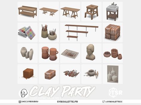 The Sims Resource - Clay part - Part 2 Clay Workshop, Sims Stories, Retail Bag, Sims Packs, Sims 4 Clutter, Sims 4 Game Mods, Pottery Workshop, Ceramic Workshop, Sims 4 Cc Packs