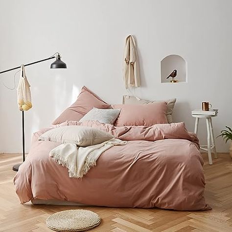 FenDie Pink Girls Duvet Cover Set Solid Pink Modern Aesthetic Bedding Set Twin Knit Cotton Pink Bedding Simple Style Durable Soft Blush Pink Comforter Cover Set Bedroom Preppy Dorm Bed Cover boho Unique Duvet Covers, Beige Duvet Covers, Color Bedding, Pink Bedding Set, Modern Duvet, Pink Comforter, Pink Duvet, Bed Sheet Sizes, Green Duvet Covers