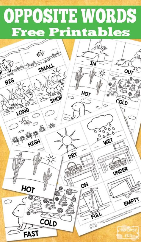 Opposite Projects For Kids, Preschool Opposites Theme, Teaching Opposites Preschool, Opposite Crafts Toddlers, Opposite Crafts For Preschoolers, Opposites Kindergarten, Opposites Worksheet Preschool, Opposites Preschool, Opposites Worksheet