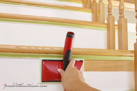 Paint Stair Skirt, Paint Stair Risers White, Pink Stair Risers, How To Paint Stair Risers, Painted Step Risers, Painting Risers On Stairs, Stair Risers Painted, Painted Stair Risers Ideas, Painted Risers On Stairs