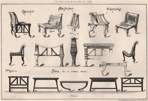 Ancient Egyptian Furniture, Egyptian Furniture, Egyptian Home Decor, Ancient Egyptian Tombs, Evolution Art, Interior Design History, Furniture Sketch, Interior Architecture Drawing, Egyptian Mummies