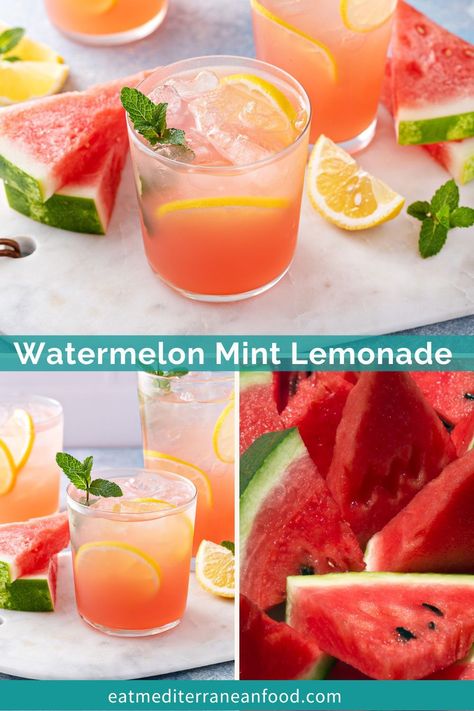 Happy Watermelon Day! This summer, try something new and mix things up with this watermelon mint lemonade. It is the ideal refresher for a hot day and brings the classic lemonade to a new level. The sweetness of the watermelon mixed with the tartness of the lemon makes for a delicious and refreshing drink. And the mint adds an extra kick. In addition, it can be easily transformed into a beverage for adults using vodka (lemon flavored vodka is preferred) if desired. Watermelon Mint Drink, Watermelon Summer Drinks, Mint Drinks, Lemonade With Mint, Watermelon Lemonade Recipe, Classic Lemonade, Melon Lemonade, Watermelon Mint Lemonade, Mint Lemonade Recipe