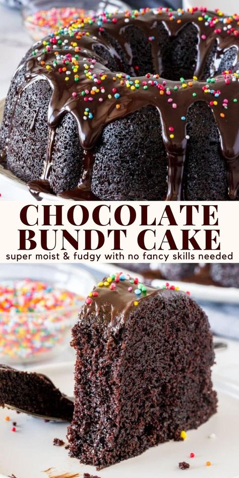 Easy Chocolate Bundt Cake, Marshmallow Cheesecake, Chocolate Layer Cake Recipe, Cake Bundt, Chocolate Bundt, Chocolate Bundt Cake, Smooth Cake, Recipes Chocolate, Dessert Aux Fruits