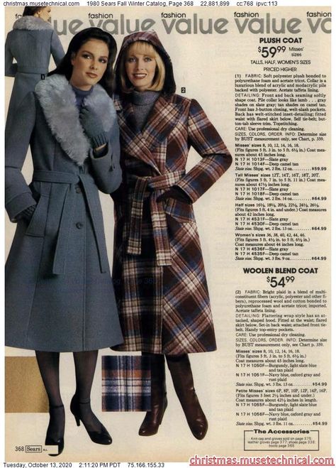 1980 Sears Fall Winter Catalog, Page 368 - Christmas Catalogs & Holiday Wishbooks Retro Winter Outfits, 60s Winter Fashion, 1989 Fashion, 1980’s Fashion, Vintage Catalog, Woman Boots, Clothing Reference, Frozen Costume, 80’s Fashion