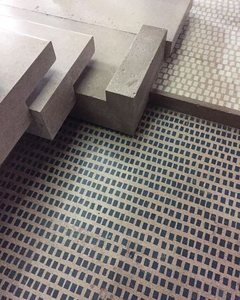 Stairs Detail, Tiled Floor, Interior Tiles, Concrete Stairs, Stairs Architecture, Carlo Scarpa, Interior Stairs, Mosaic Flooring, House Stairs